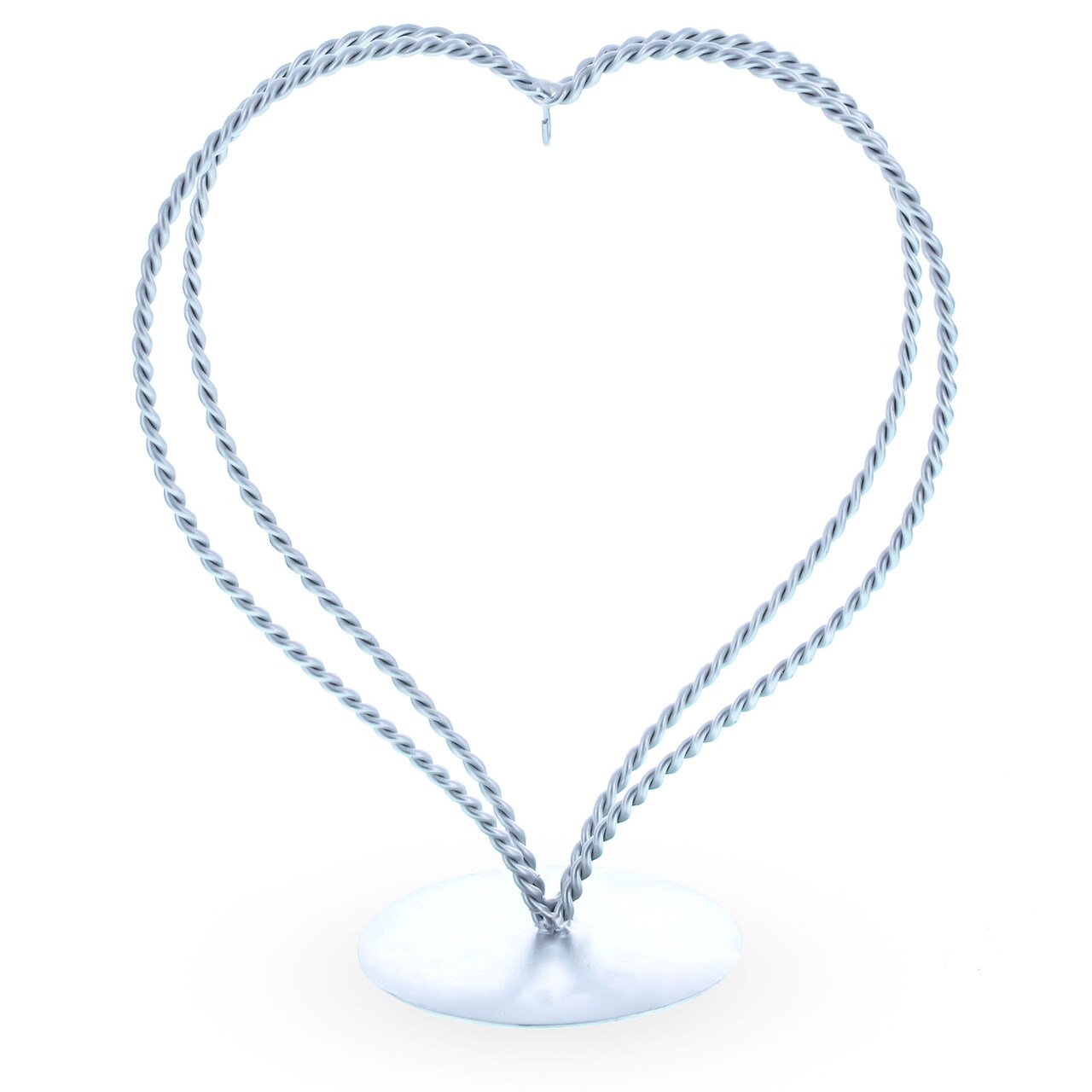 Double Wire Heart Twisted Silver Metal Ornament Display Stand 7.8 Inches (Poland)